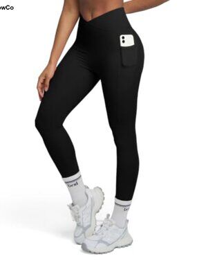 Crossover Leggings with Pockets Mid Rise Petite 25" Inseam